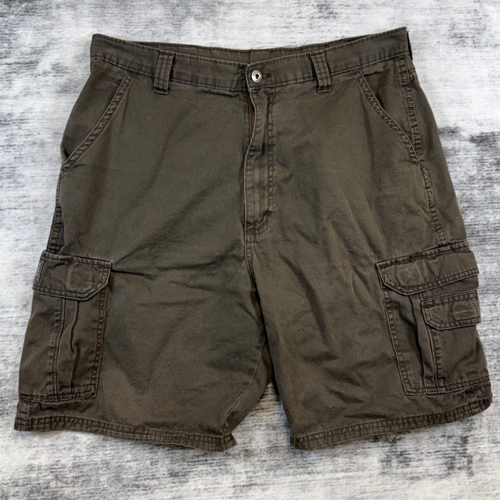 Wrangler Originals Mens Cargo Shorts 36 Brown Olive Cotton Twill 60ORBCT Rugged